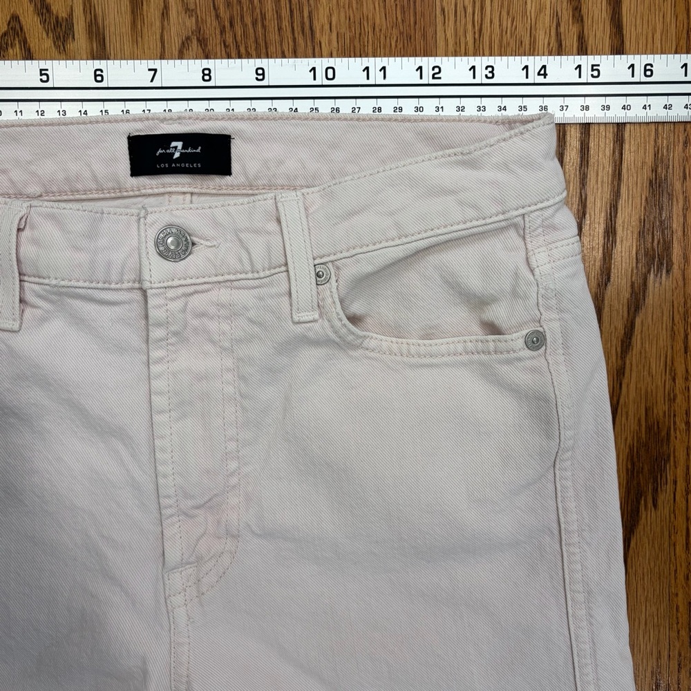 7 For All Mankind White High Waist Cropped Straight Jeans - Picture 10 of 16